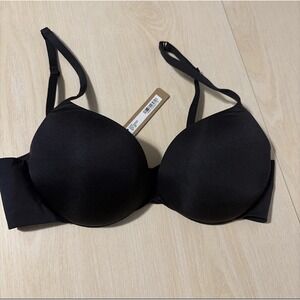 SKIMS Ultimate Push Up Plunge Bra 34C Black Onyx NWT Wireless Smooth T-Shirt
